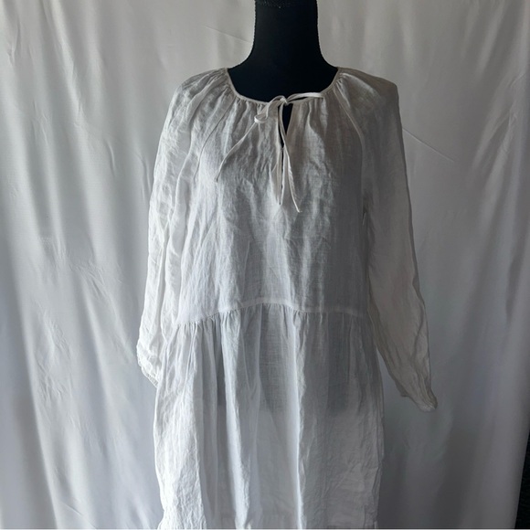 J. Crew White Cotton-linen tiered maxi beach dress (SIZE Small/Medium) Lined - Picture 1 of 7